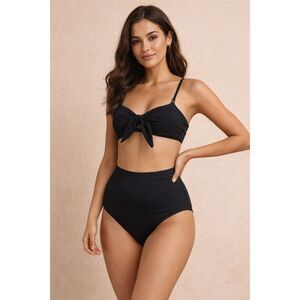 Blooming Jelly Black Tie Front Bikini Set Women’s Small High Waisted Swim